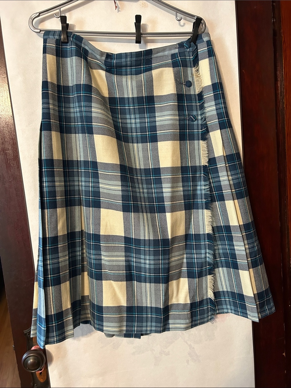 Aljean Vintage 100% Wool Plaid Pleated Skirt medium